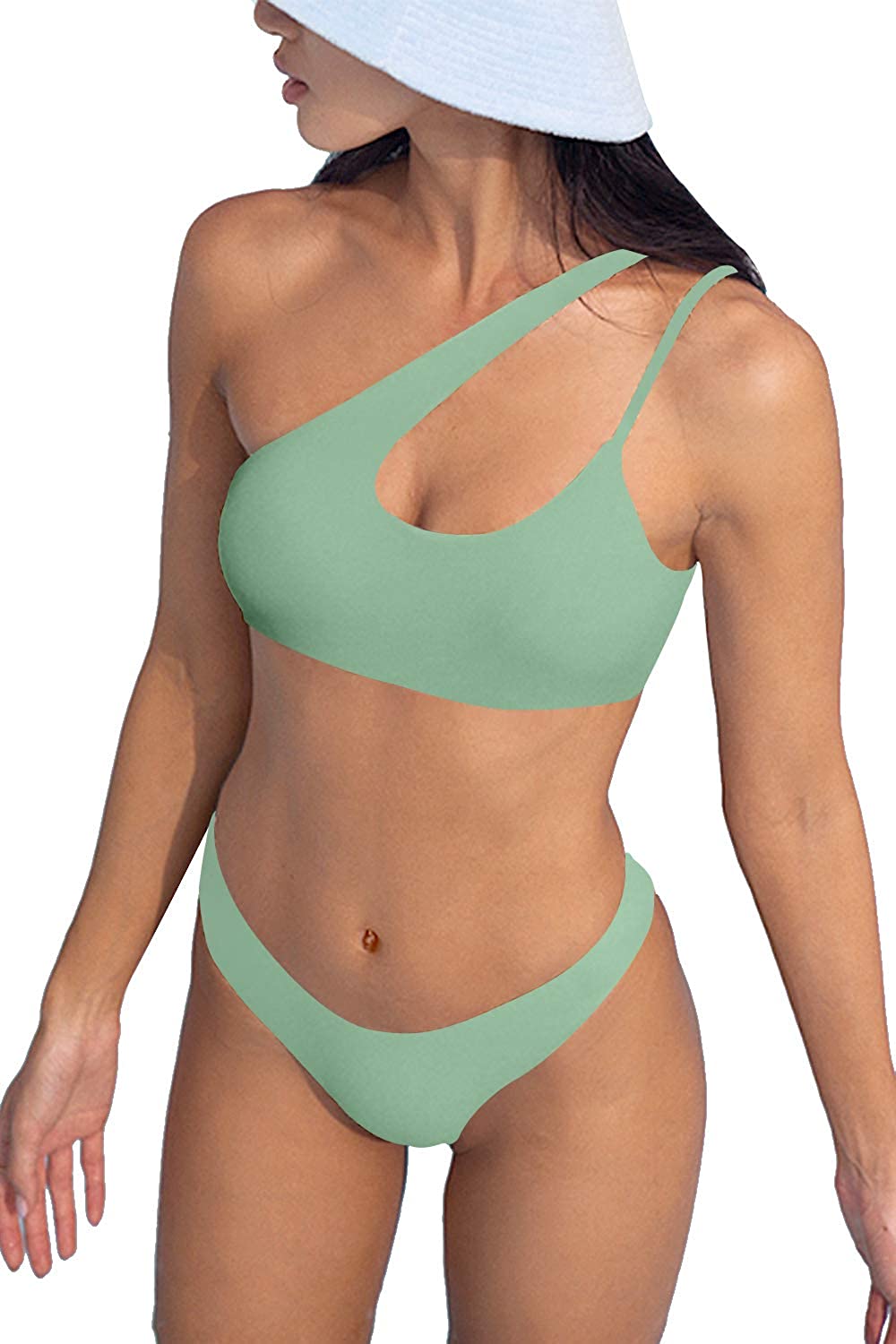 Upopby One Shoulder Bikini Set Swimsuit display