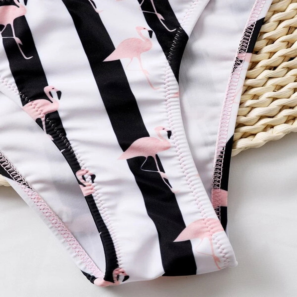 Upopby Sexy Striped Flamingo Print Bottom details