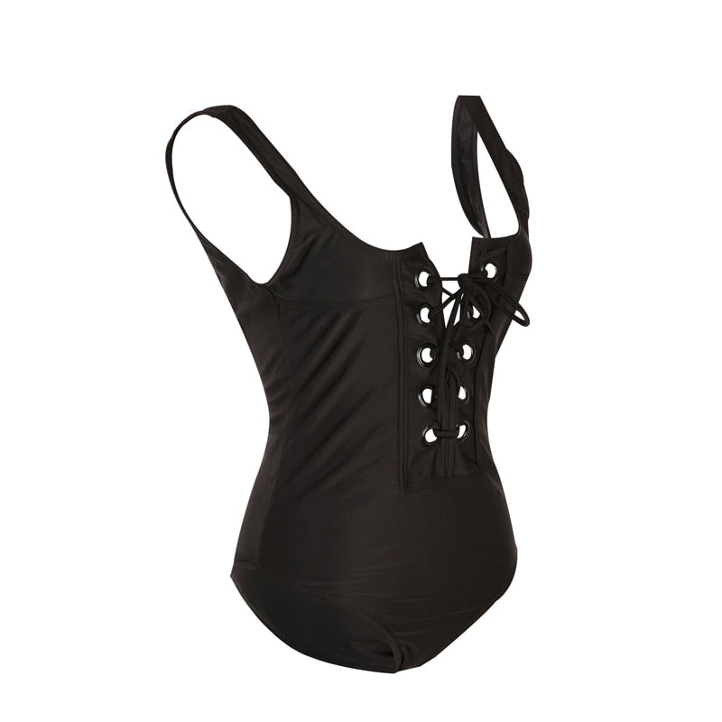 black one-piece swimsuit side view