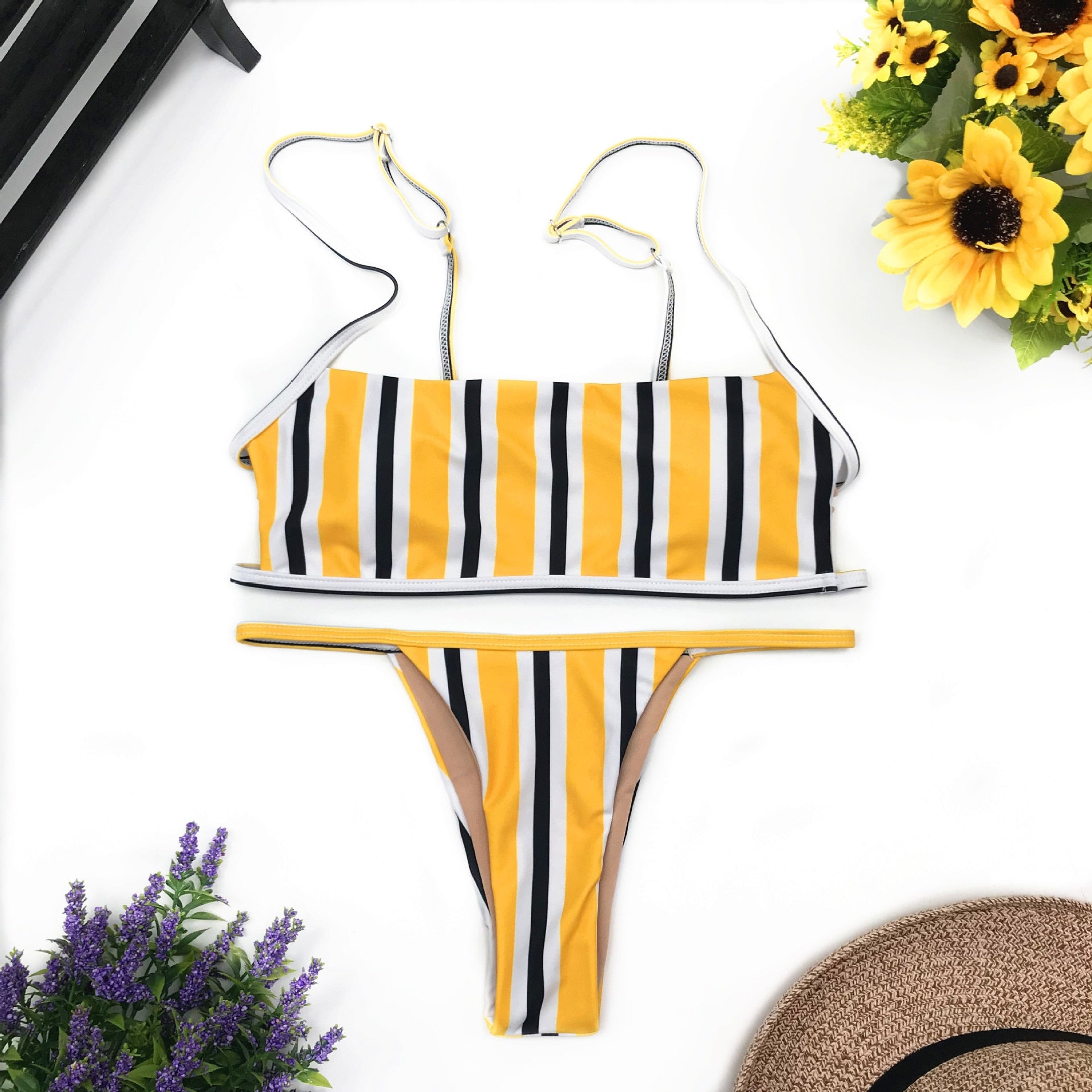 Upopby Bandeau Swimsuit Micro Thong Bikini Set Brazilian Bathing Suit