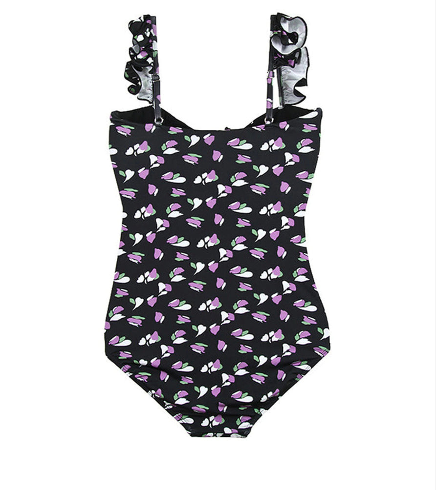 Upopby Fashion Floral Print One-Piece Swimsuit Back Details