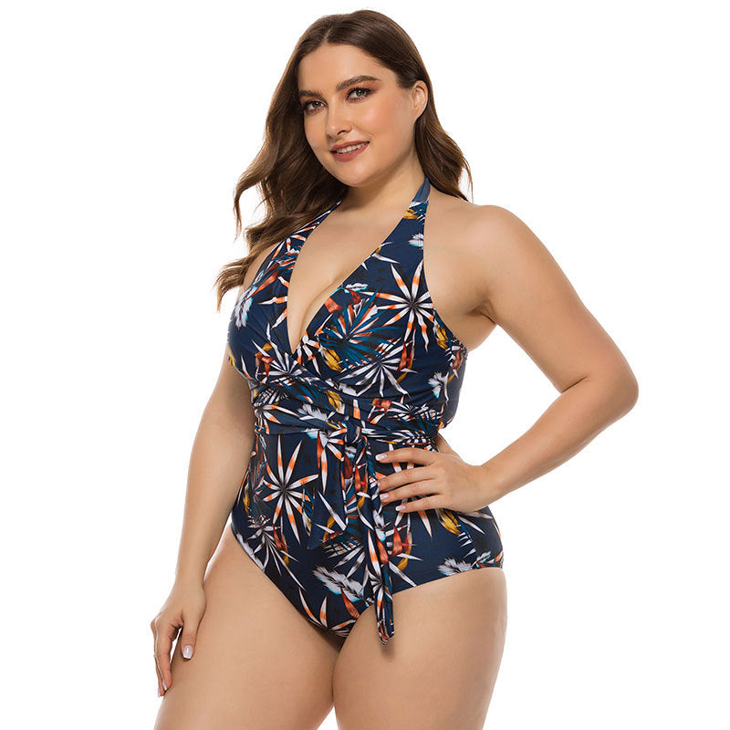 Printed Plus Size One-Piece Swimsuit display