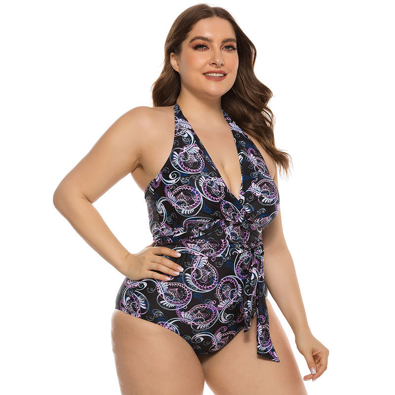 Printed Plus Size One-Piece Swimsuit details