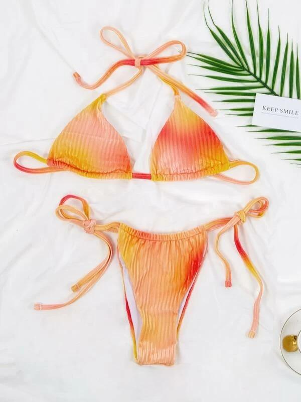 Upopby Bikini-Badeanzug aus Samt mit Neckholder