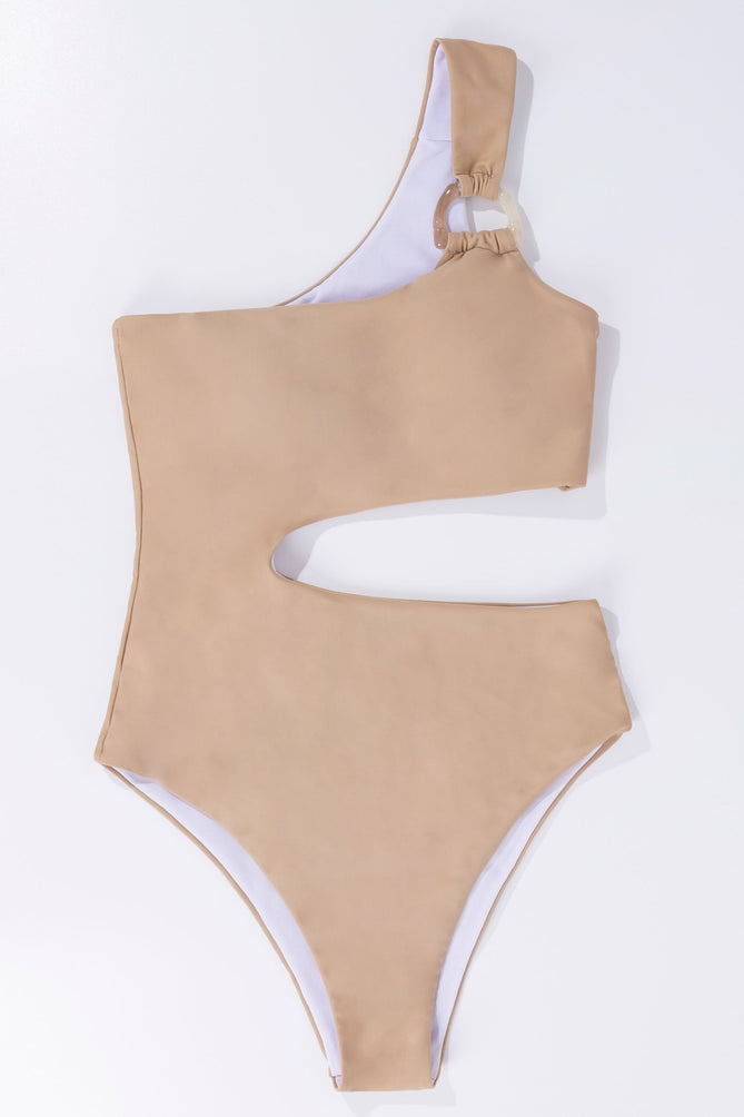 Upopby One Shoulder Side Cut Out One Piece Swimsuit details