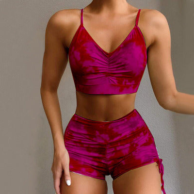 Upopby New Sexy Tie-dye Bikini Split Two Piece Swimsuit red