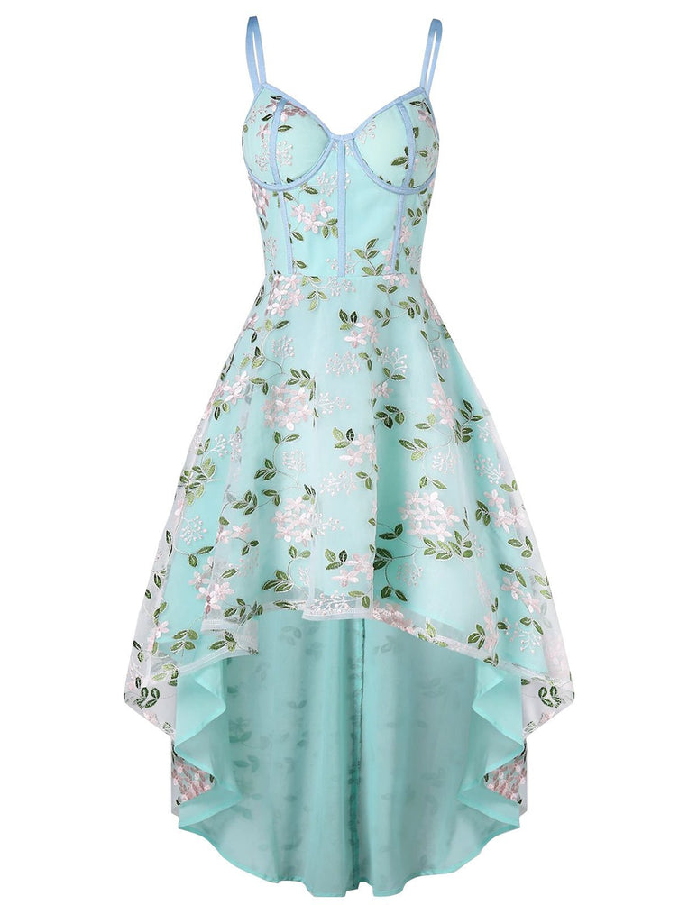 1950er Kleid mit Blumenstickerei