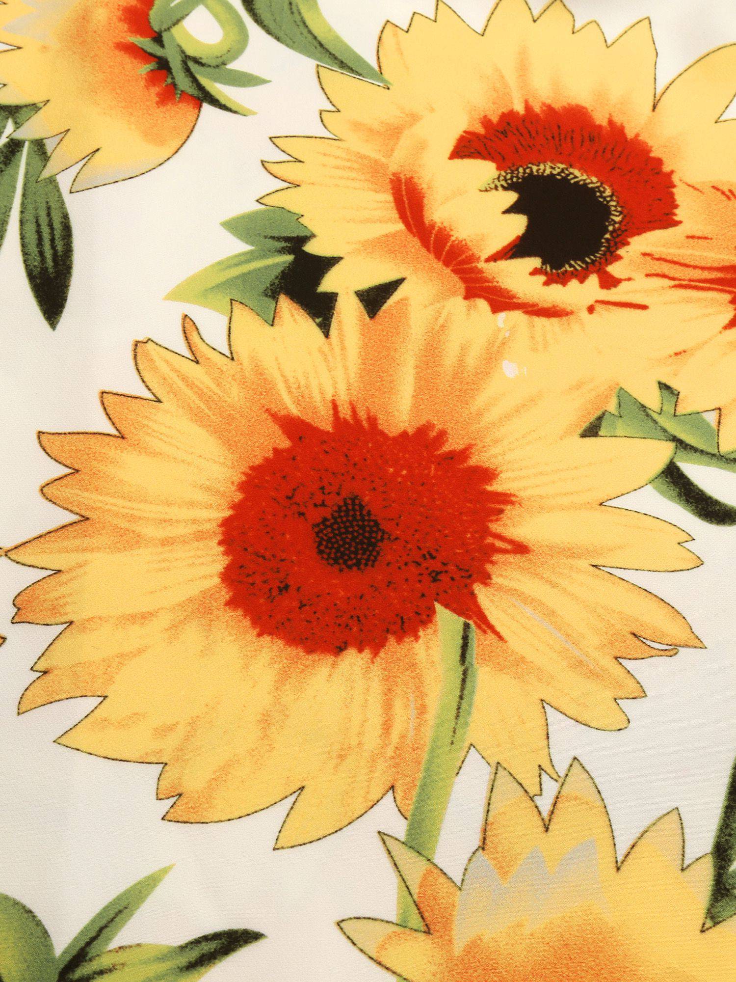 Gelbes und weißes 1950er Sonnenblumenkleid
