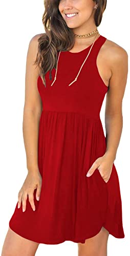 Summer Sleeveless Casual Dress Cover Up Swimsuit navy red