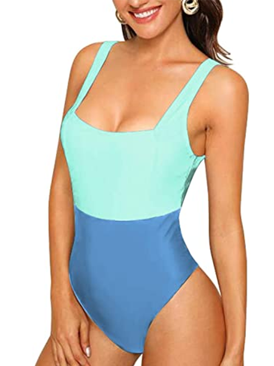 Upopby Women's Color Block Sports One-Piece Swimsuit show