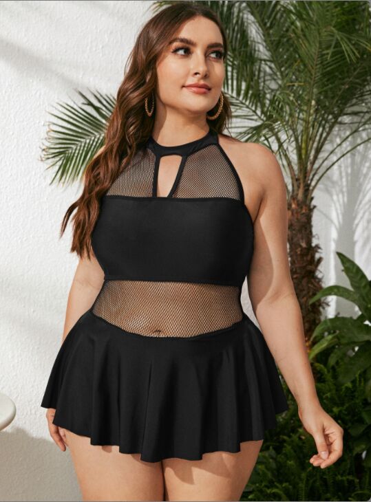 black mesh hollow swimsuit for women