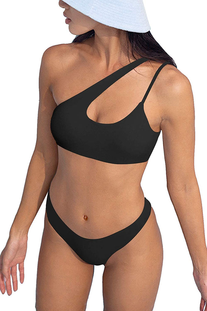 Upopby One Shoulder Bikini Set Swimsuit Display