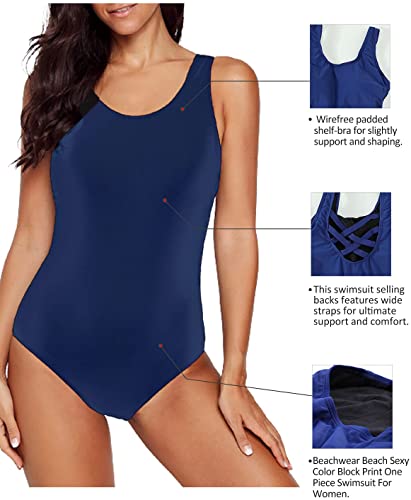 Women's Color Block Print One-piece Swimsuit design