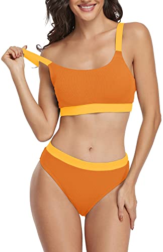 Upopby Sexy einfarbiger Bikini-Set, zweiteiliger Sport-Badeanzug