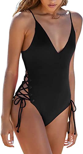 Upopby Women's Sexy One Piece Swimsuit Lace Cross Bandage Swimsuit details