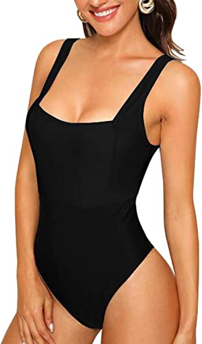 Upopby Women's Color Block Sports One-Piece Swimsuit black
