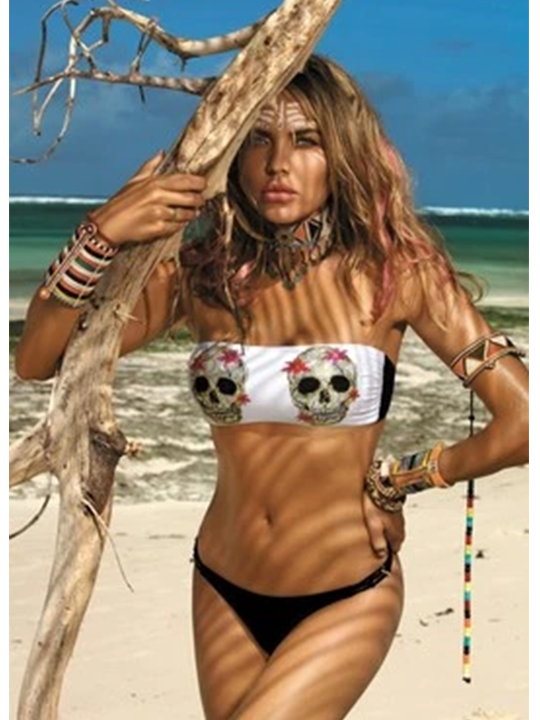 Upopby Sexy Low-waist Skull Bandeau bikini