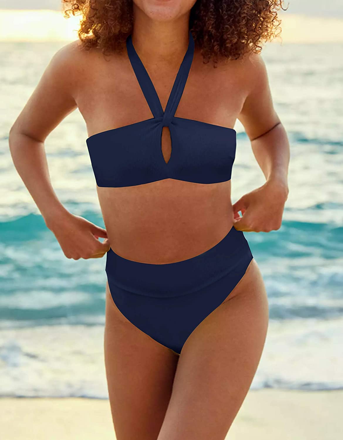 Upopby parte inferior de bikini sexy de cintura alta para mujer
