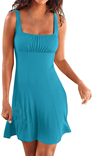 Upopby Women's Sleeveless Printed Cover Up Beach Dress blue