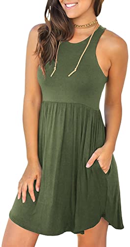 Summer Sleeveless Casual Dress Cover Up Swimsuit navy green