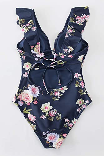 Upopby V-neck Ruffled Strappy Backless One-piece Swimsuit view
