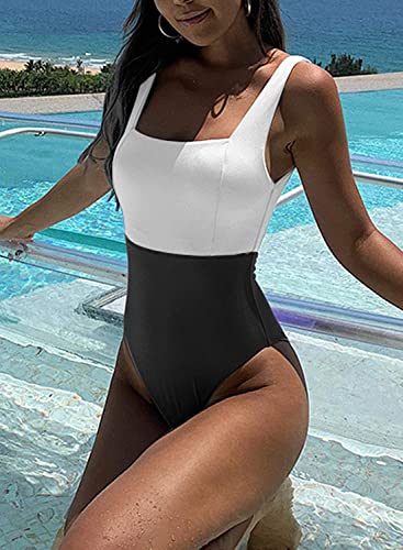 Upopby Women's Color Block Sports One-Piece Swimsuit model