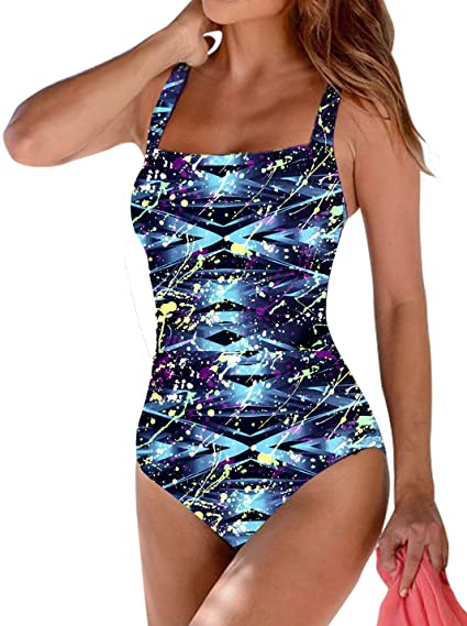 Upopby Women's One Piece Athletic Swimsuit Crisscross Sports Training  Racerback Swimwear Plus Size Slimming Bathing Suit