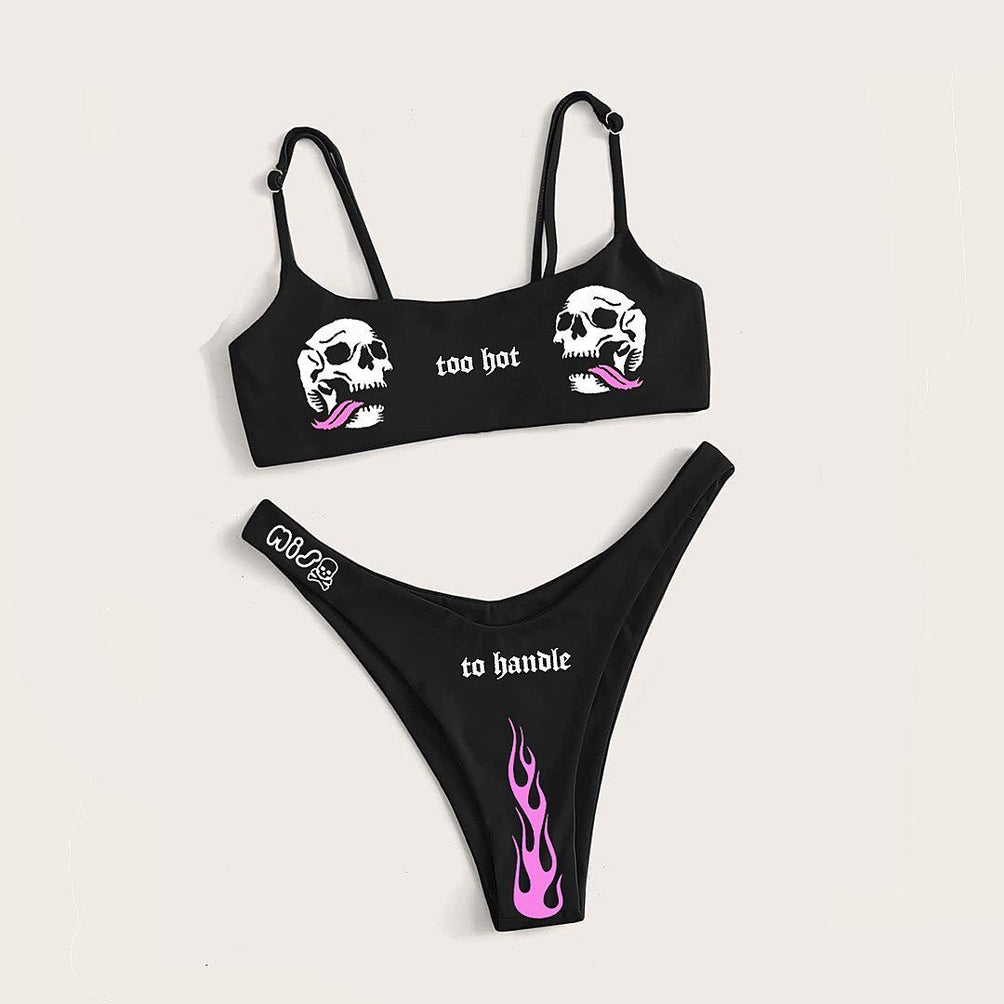 Upopby Letter and Skull Print Bikini Set details