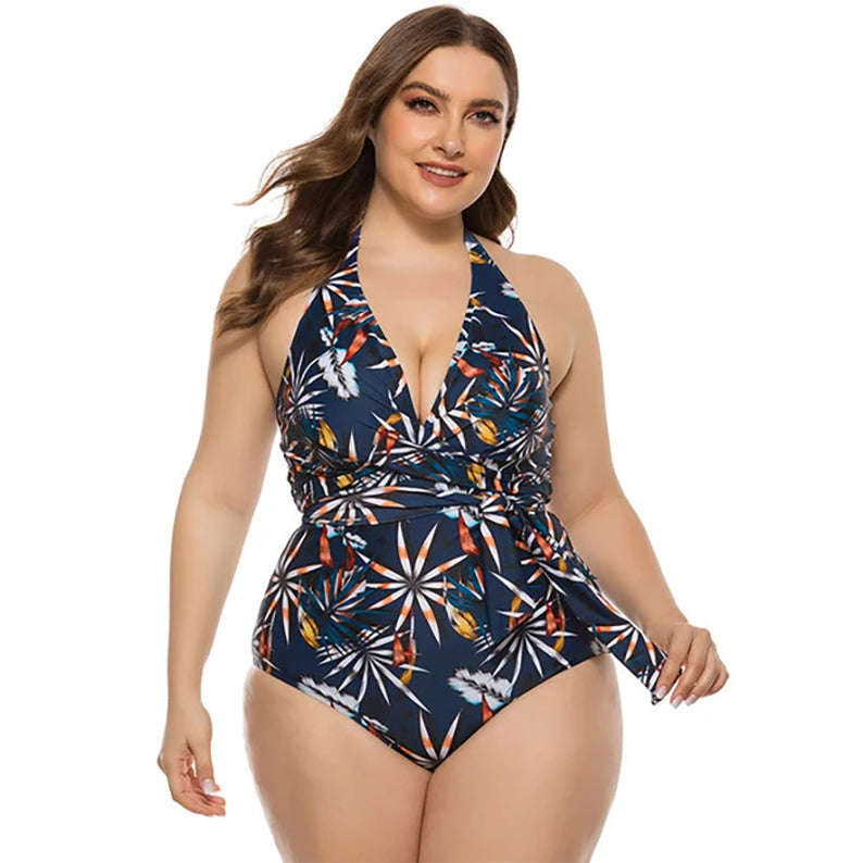 Printed Plus Size One-Piece Swimsuit details