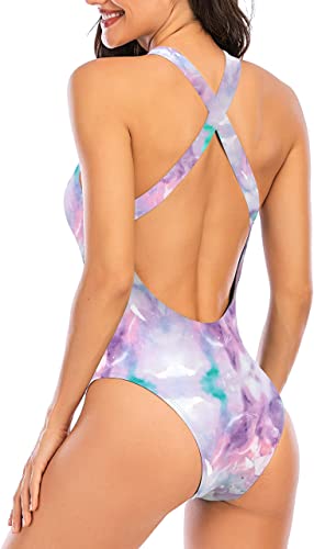 Upopby Women's Backless Sports One-Piece Swimsuit 