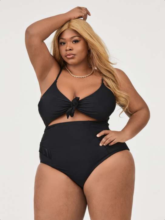 black one-piece swimsuit for women