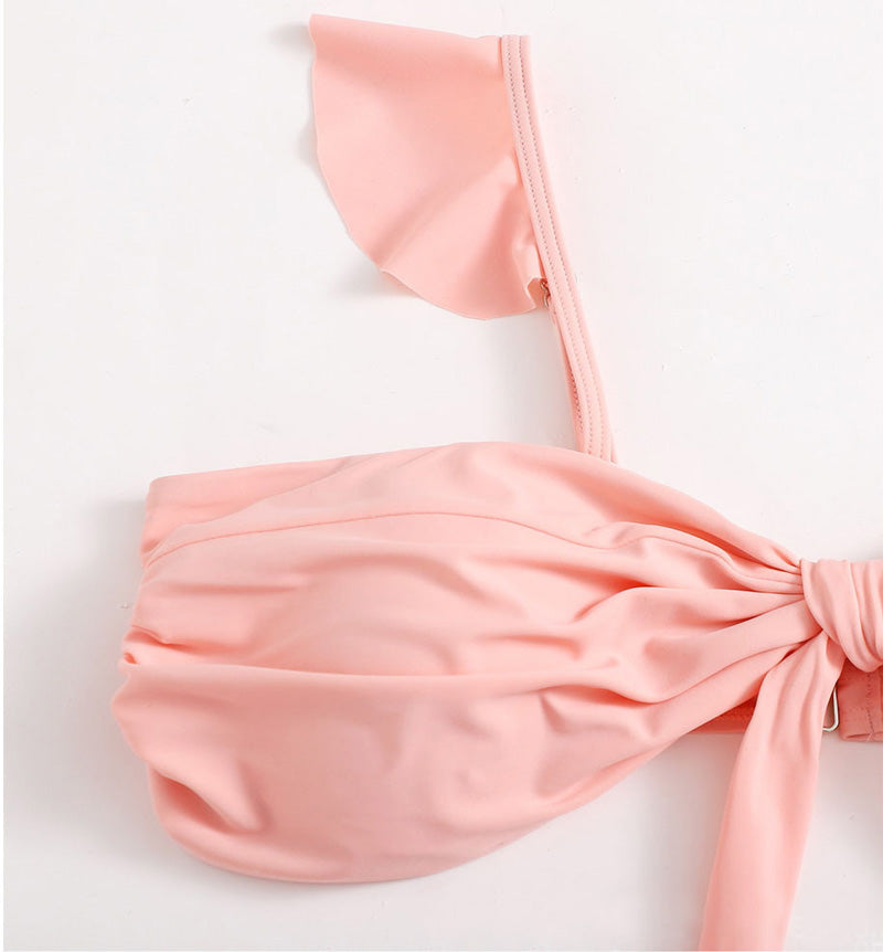 Upopby Sexy Bow Solid Pink Top details