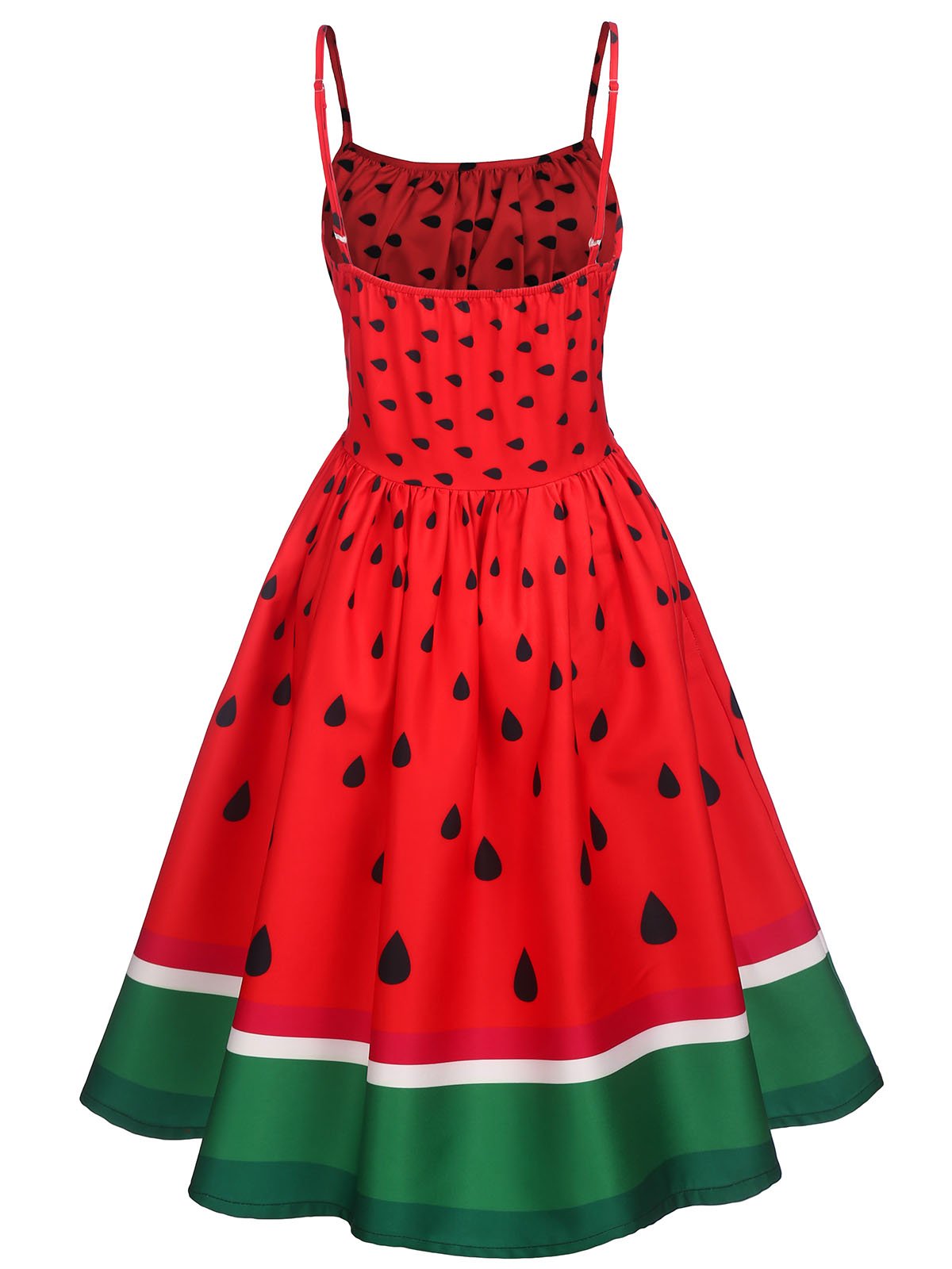 Красное платье в стиле пэчворк с арбузом 1950-х годов