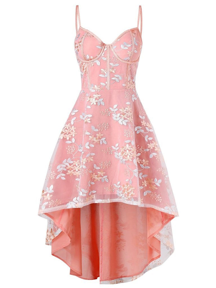 1950er Kleid mit Blumenstickerei