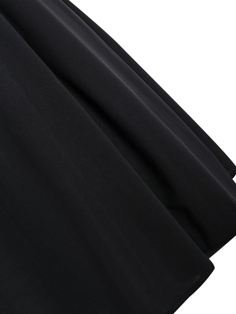 Robe noire rayée à épaules dénudées des années 1950