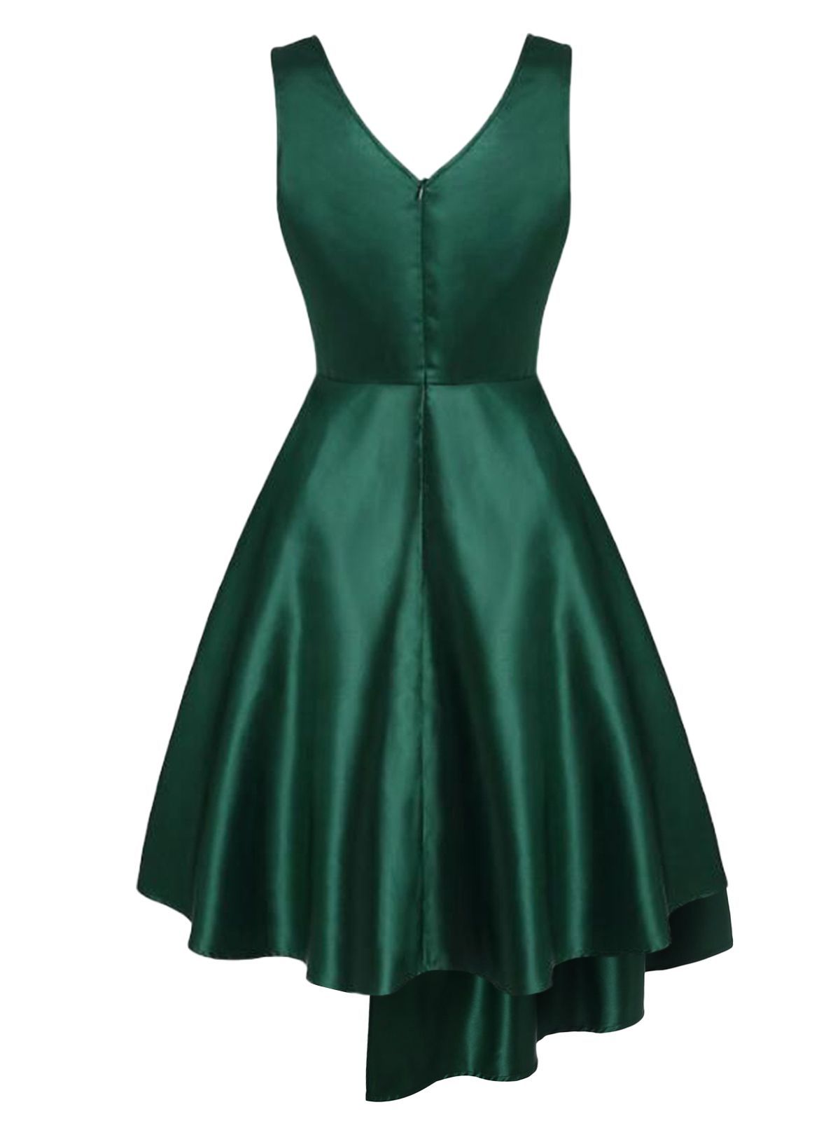 Robe Swing Hi-Lo vert foncé des années 1950
