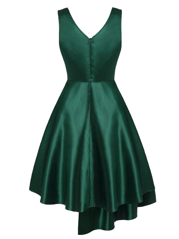 Темно-зеленое свободное платье 1950-х годов Hi-Lo
