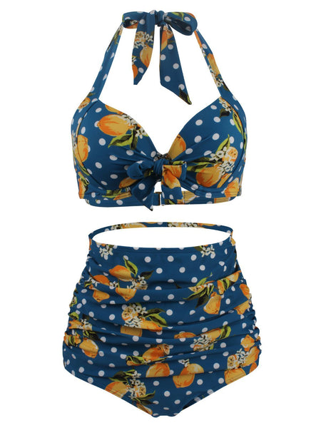 Bikini plissé Upopby Halter Lemon Bow