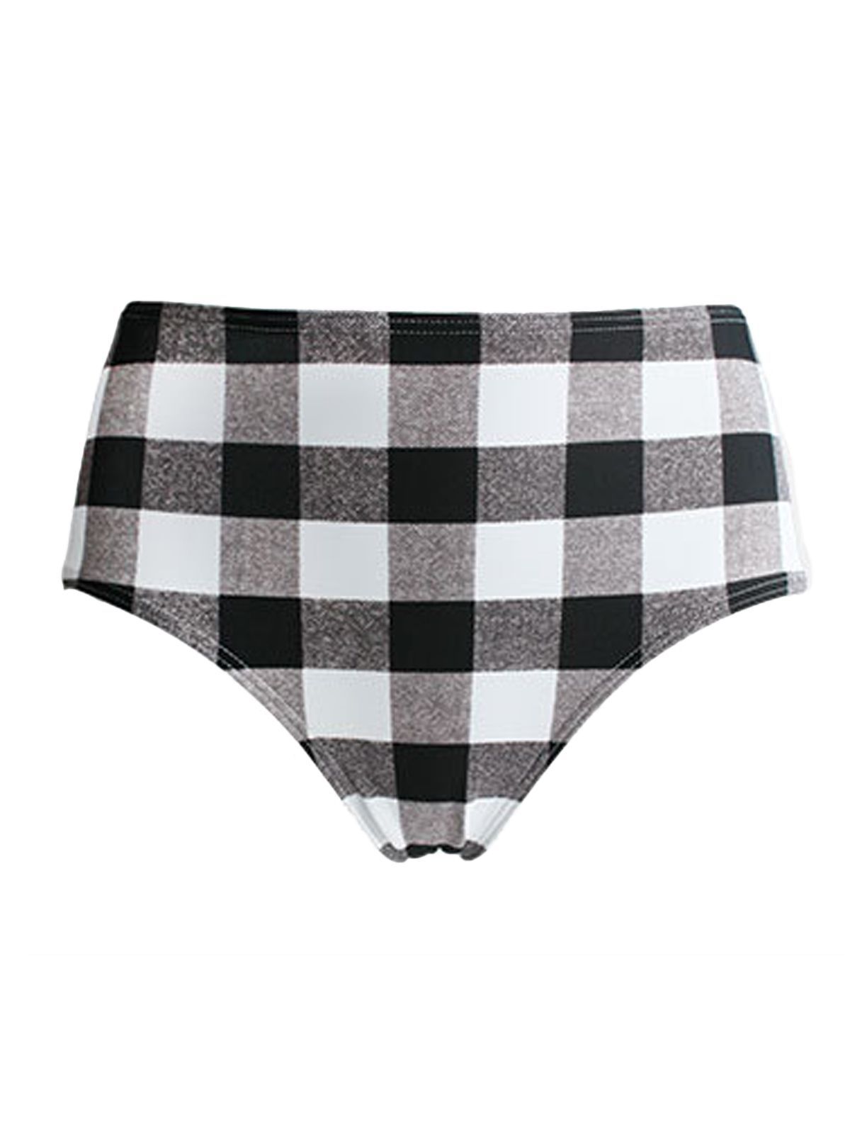Upopby Plaid Bow Strap Ruffled Tankini underwear