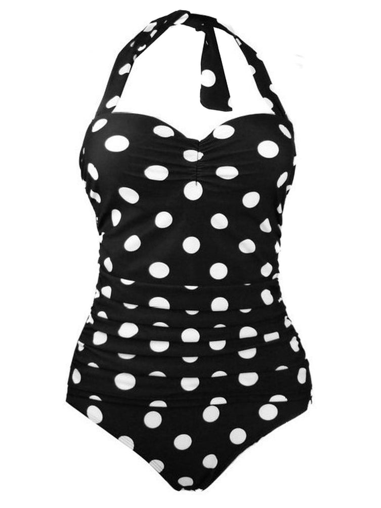 Neckholder-Badeanzug mit Polka Dots