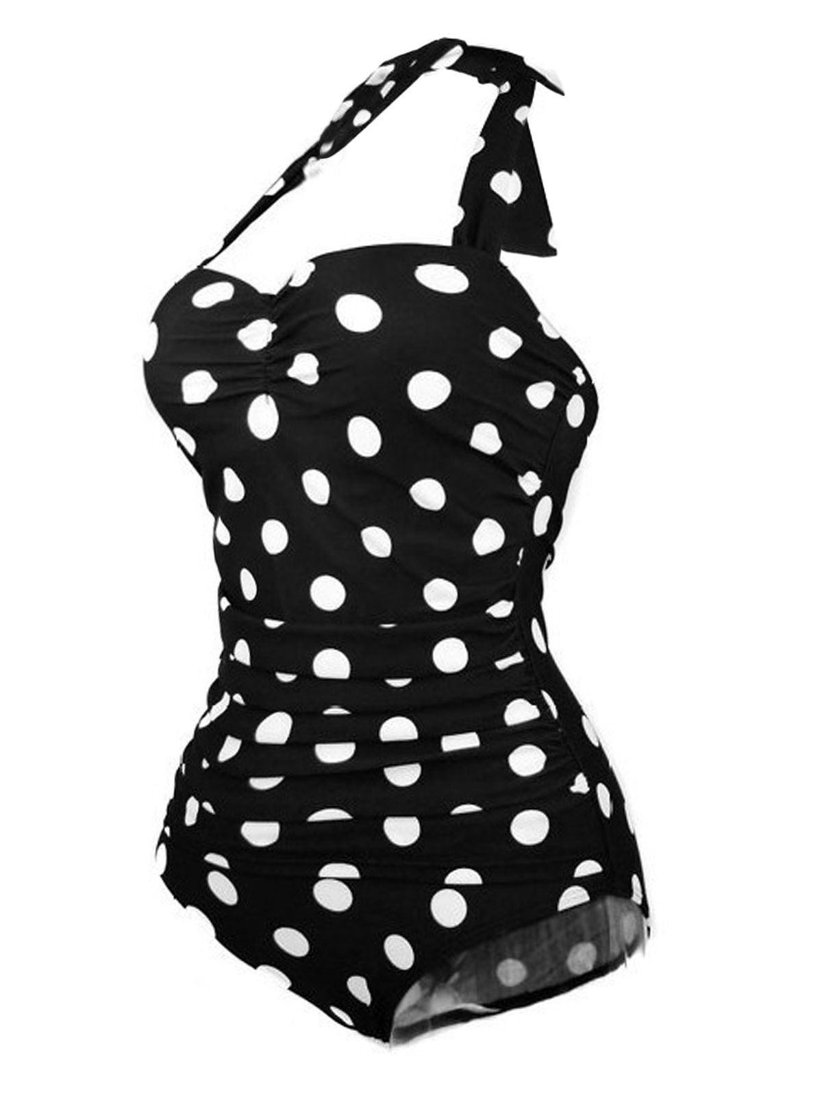 Upopby Halter Polka Dot One-Piece Swimsuit details