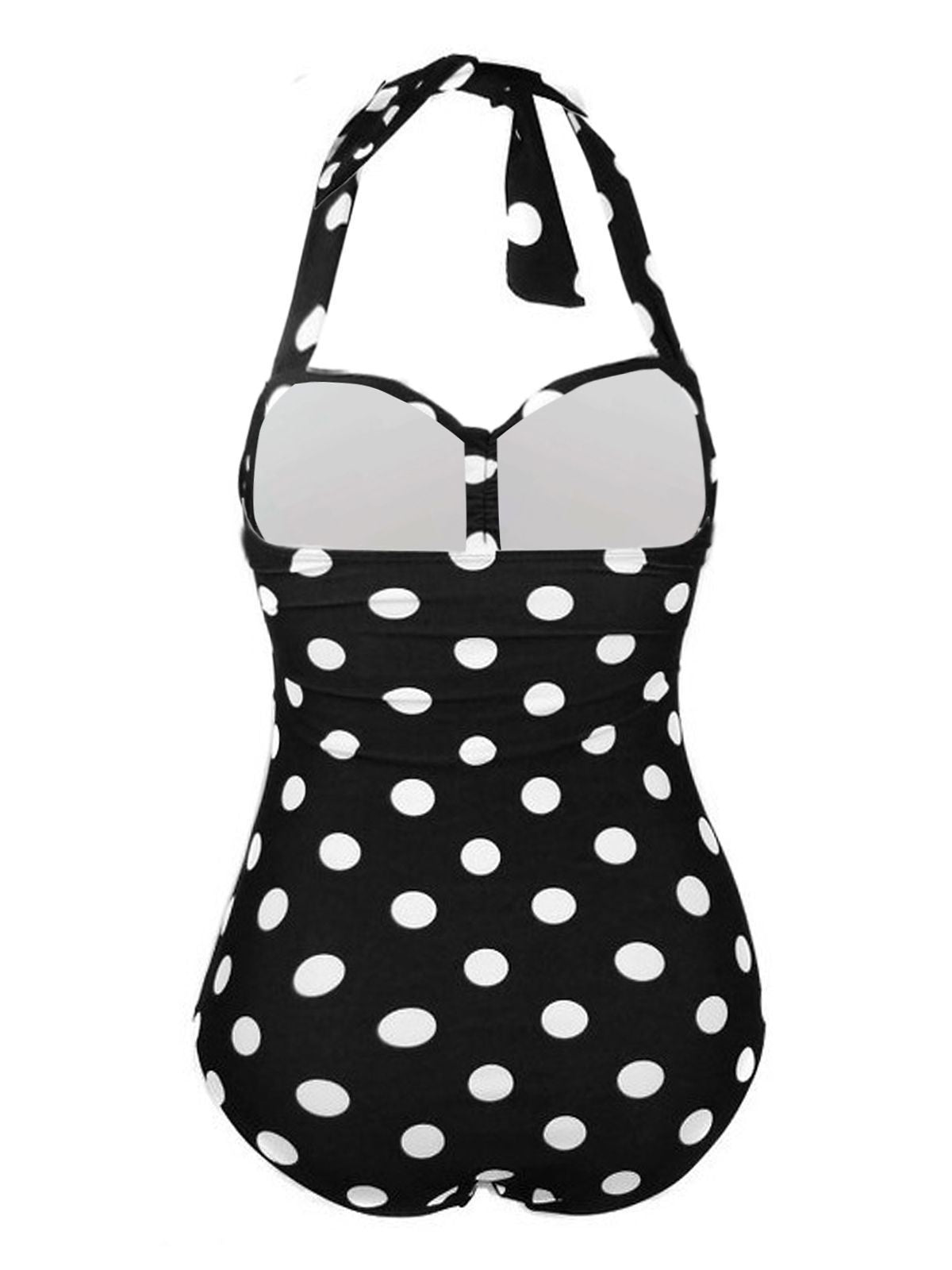 Upopby Halter Polka Dot One-Piece Swimsuit back details