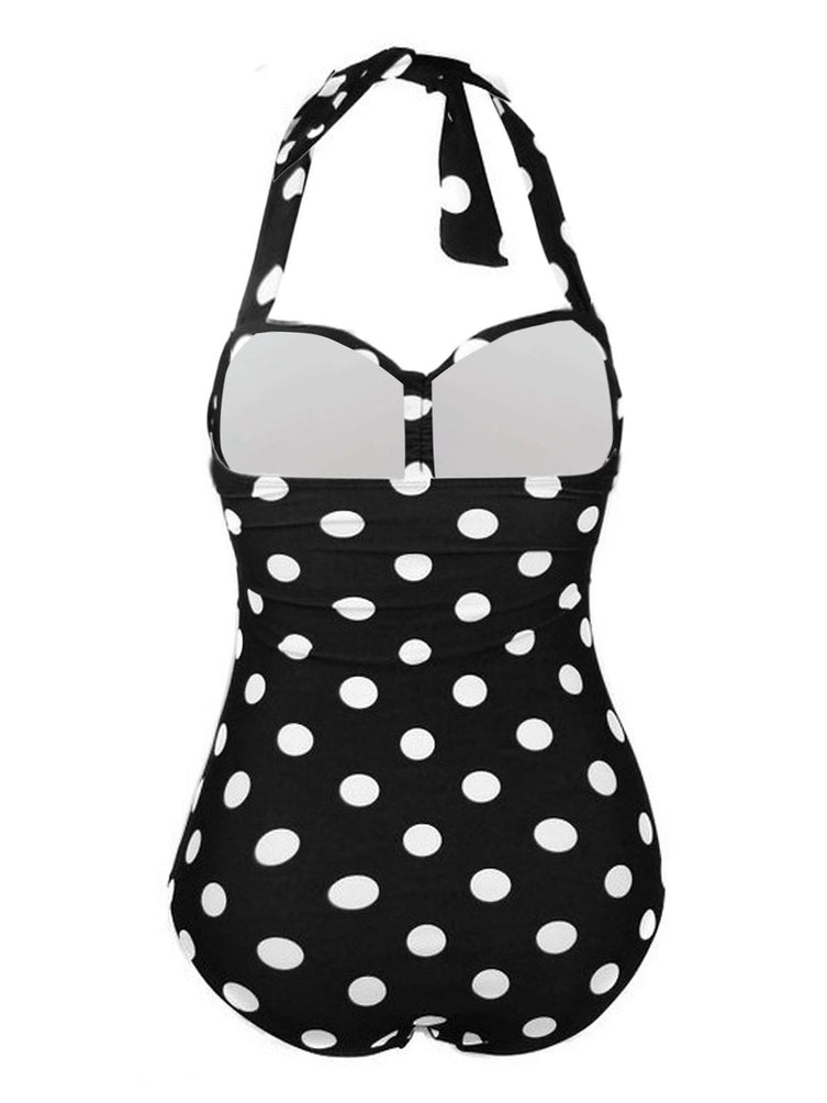 Halter Polka Dot One-Piece Swimsuit