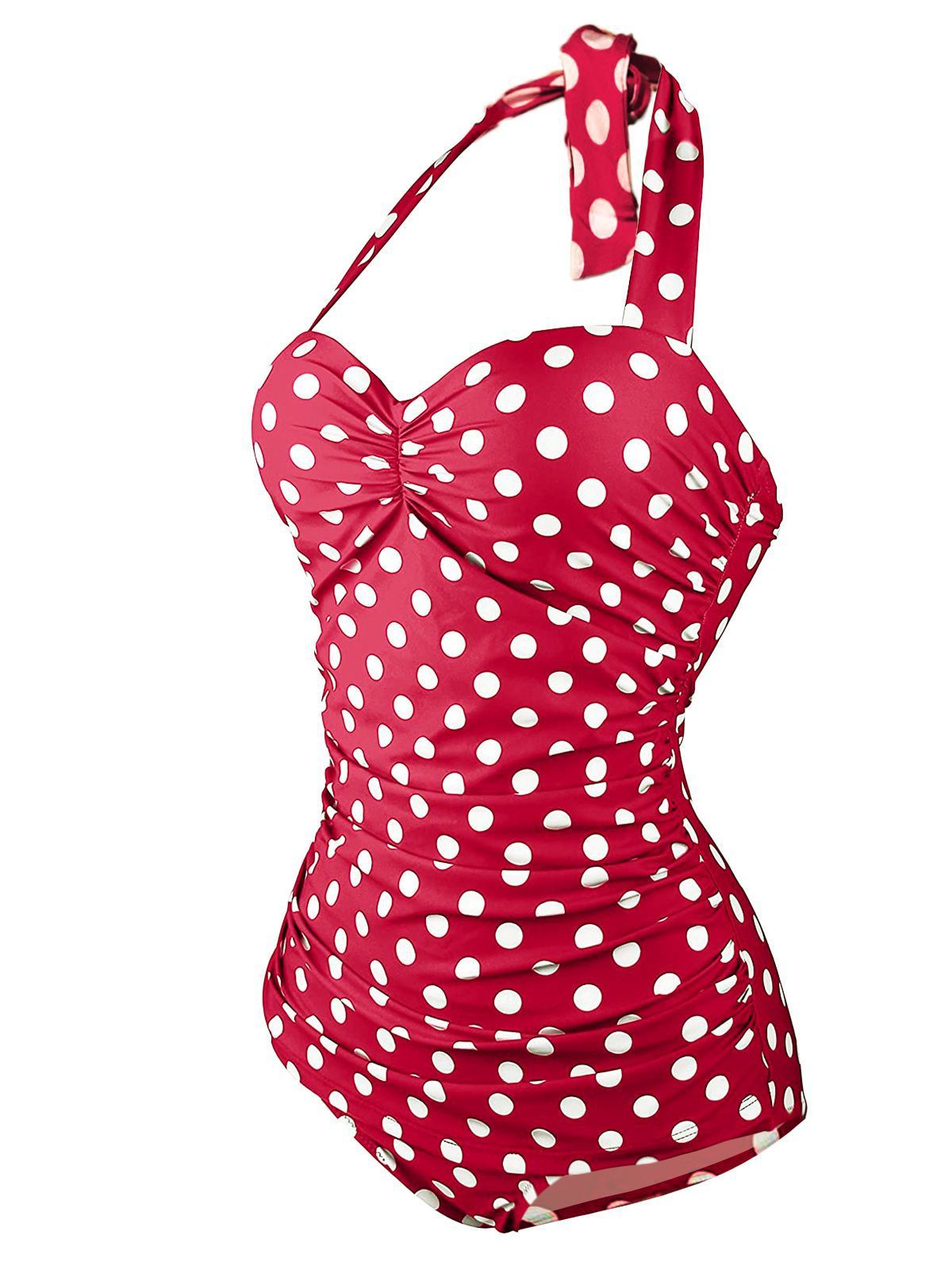 Upopby Halter Polka Dot One-Piece Swimsuit show