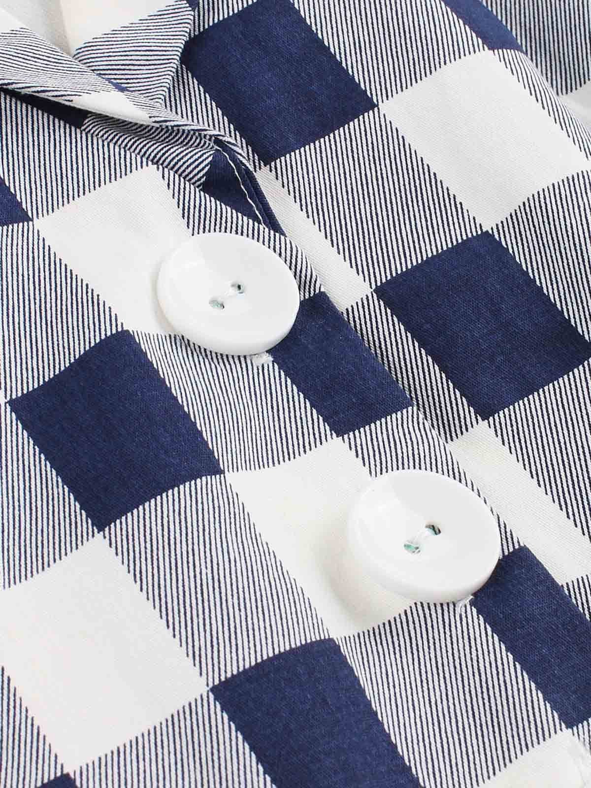 Robe à carreaux bleu blanc avec poches des années 1950