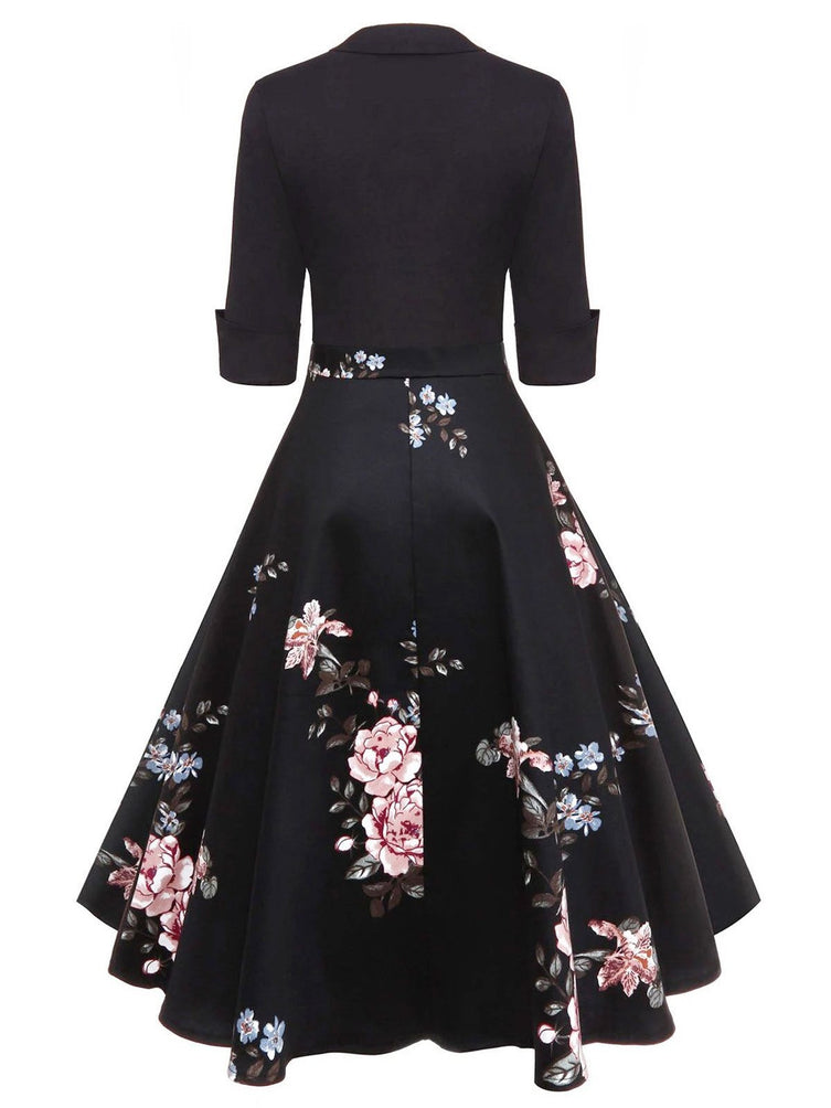 1950er Jahre Blumen-Patchwork-Kleid