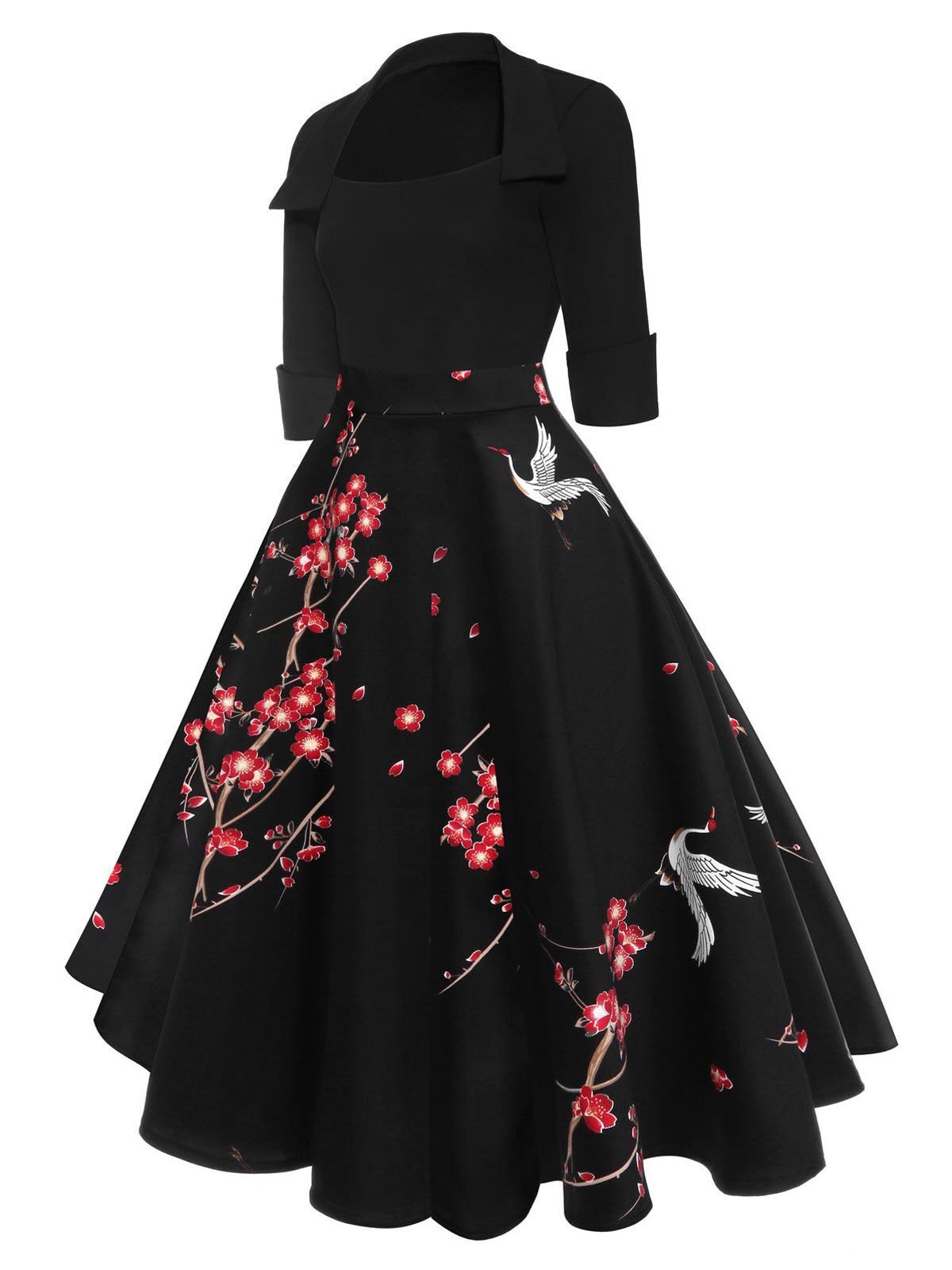 Vestido de patchwork floral de los años 50