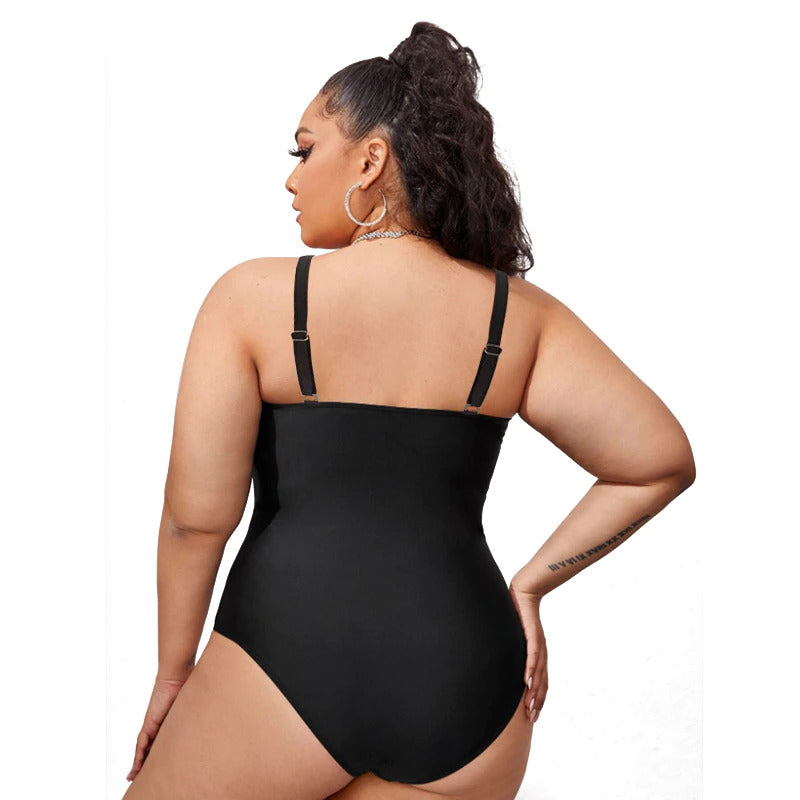 Upopby Multi-type Women's Plus Size Swimsuit Black Back Details