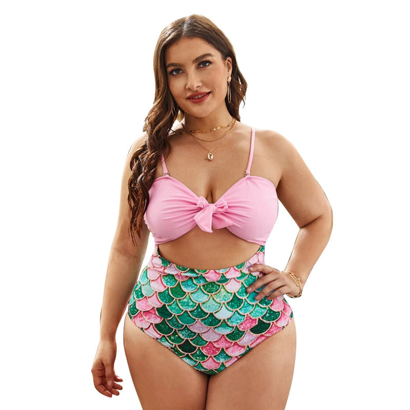 Upopby Women's Plus Size Swimsuit Mermaid Fish Scale Print One-Piece Swimsuit