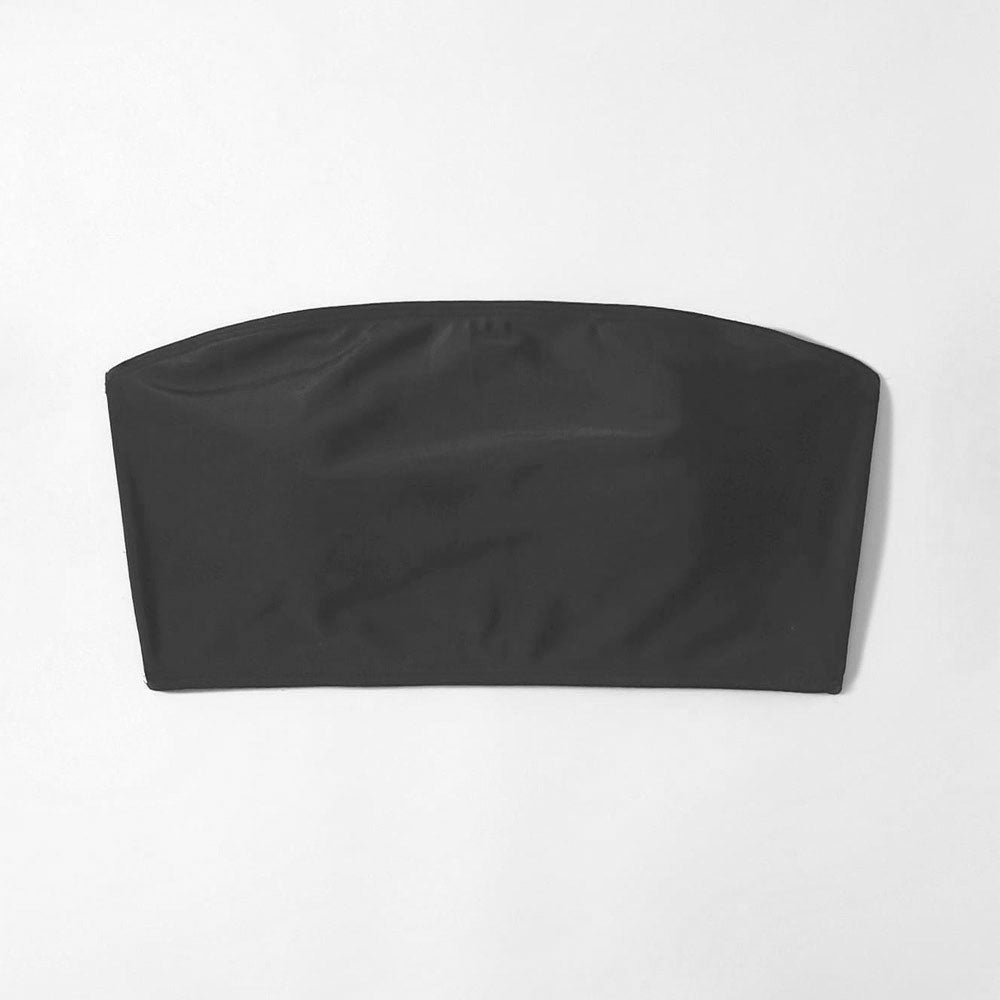 black bandeau swimsuit top details